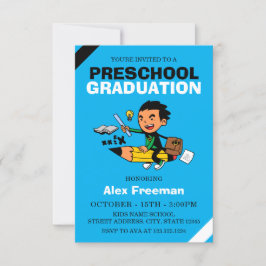 Invitación Graduación preescolar de Sky Blue Boy divertida