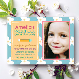 Invitación Graduación Preescolar Foto Floral