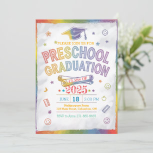 Invitación Graduación Preescolar Personalizada con Tema Arcoi