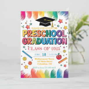 Invitación Graduación prescolar de diseño manual editable