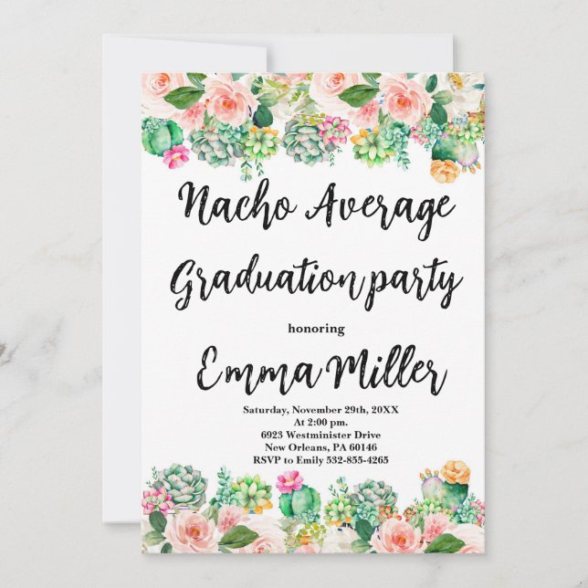 Invitación Graduación promedio de Fiesta Nacho (Anverso)