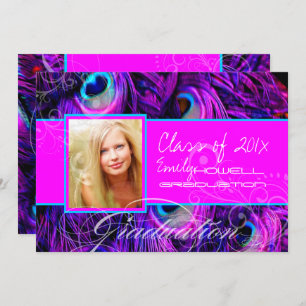 Invitación Graduación psicodélica de pavo real