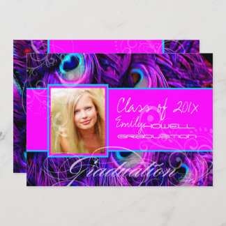Invitación Graduación psicodélica de pavo real