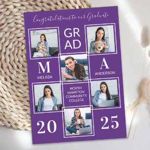 Invitación Graduación púrpura de Collage de fotos de grado mo