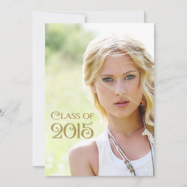 Invitación Graduación púrpura y dorada (Anverso)