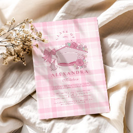Invitación Graduación Retro Coquette Pink Bow