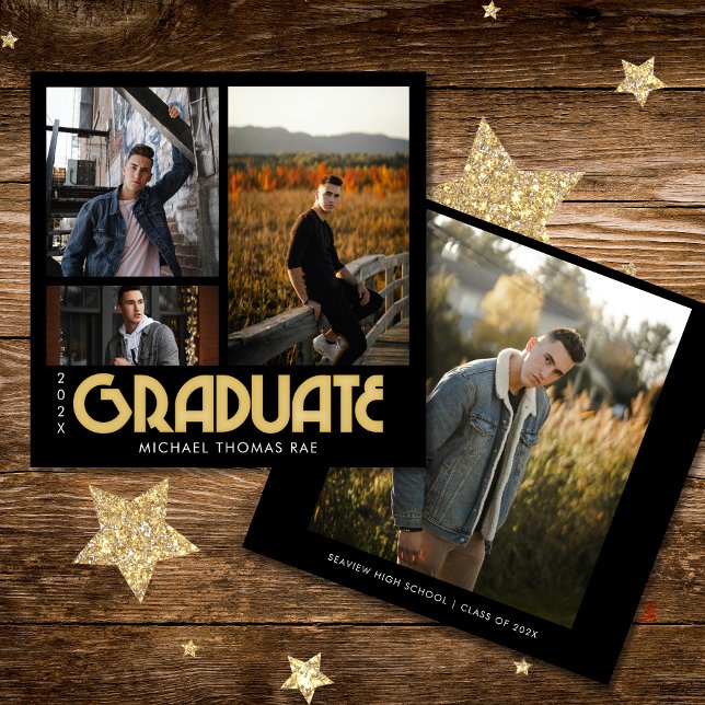 Invitación Graduación Retró Múltiple Foto (Subido por el creador)