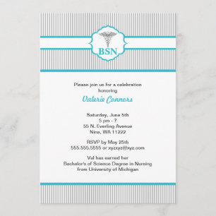 Invitación Graduación RN BSN LPN Azul Turquesa