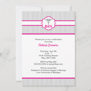 Invitación Graduación RN BSN LPN Graduado gris rosa caliente