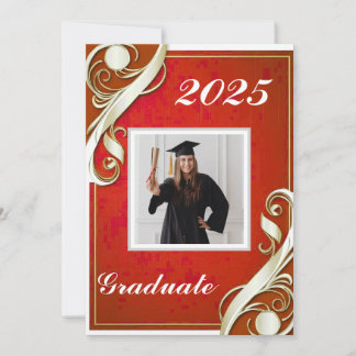 Invitación Graduación roja blanca 2025