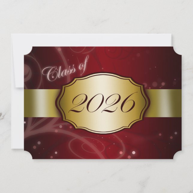 Invitación Graduación Rojo y Dorado 2026 (Anverso)