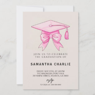 Invitación Graduación rosa de Coquette Bow