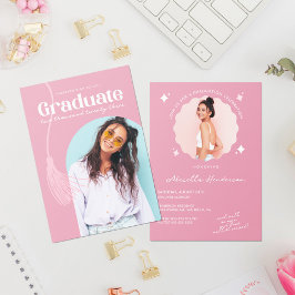 Invitación Graduación Rosa Moderna y Retro
