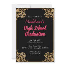 Graduación rosada del marco barroco del dorado neg