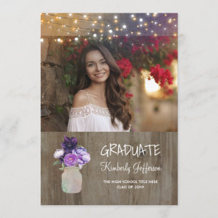 Invitación Graduación Rustica de Fotografía Morple Floral Mas