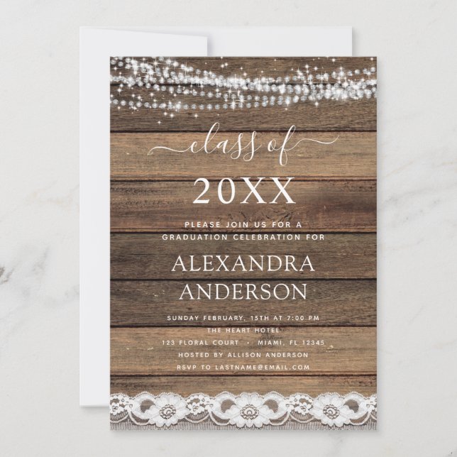 Invitación Graduación Rústica Farmhouse 2022 (Anverso)