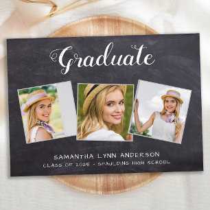 Invitación Graduación Rústica Personalizada 3 Placa de fotos