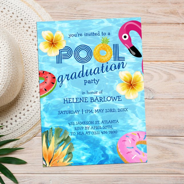 Invitación Graduación secundaria superior del Fiesta de grado (Pool Grad Party Senior High School 2023 Graduation Invitation)