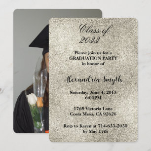 Invitación Graduación Silver Glitz Tu Foto