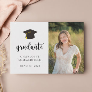 Invitación Graduación simple con tapón de oro negro