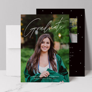 Invitación Graduación simple de dos fotos de graduado moderno