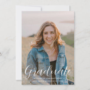 Invitación Graduación simple de escritura moderna de fotos