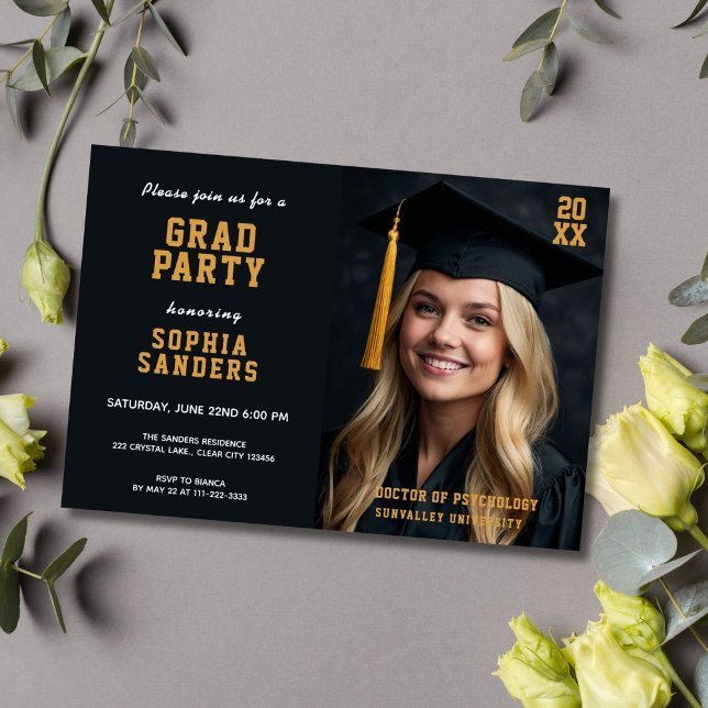 Invitación Graduación simple de fotos de Fiesta de grado (Subido por el creador)