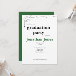 Invitación Graduación Simple de Gorra y Borla