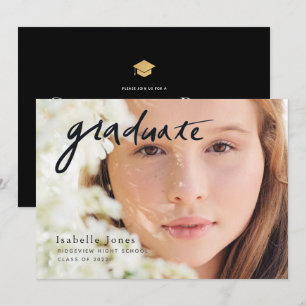 Invitación Graduación simple de guiones de fotos