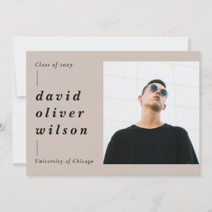 Invitación Graduación Simple Moderna Minimalista 2 Fotos