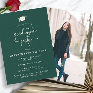 Invitación Graduación Simple Verde