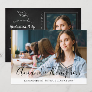 Invitación Graduación simple y elegante de fotografías múltip
