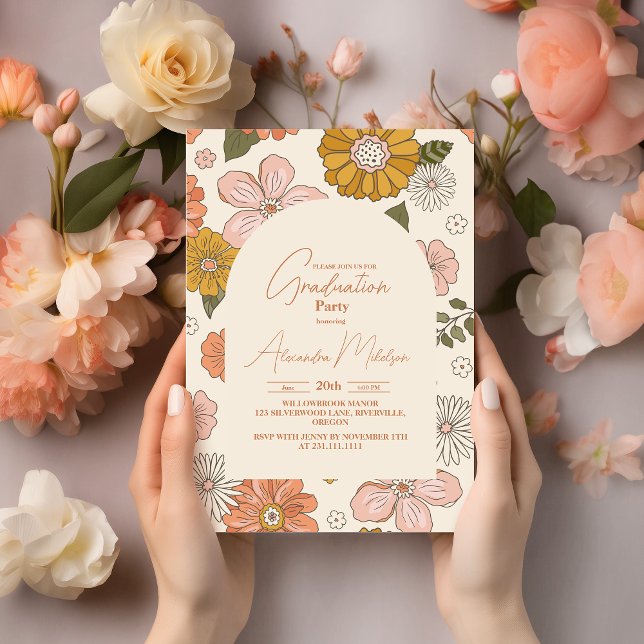 Invitación Graduación temática de Retro Groovy 70 (Subido por el creador)