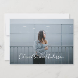 Invitación Graduación tipografía de escritura fotográfica mod