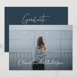 Invitación Graduación tipografía de escritura fotográfica mod