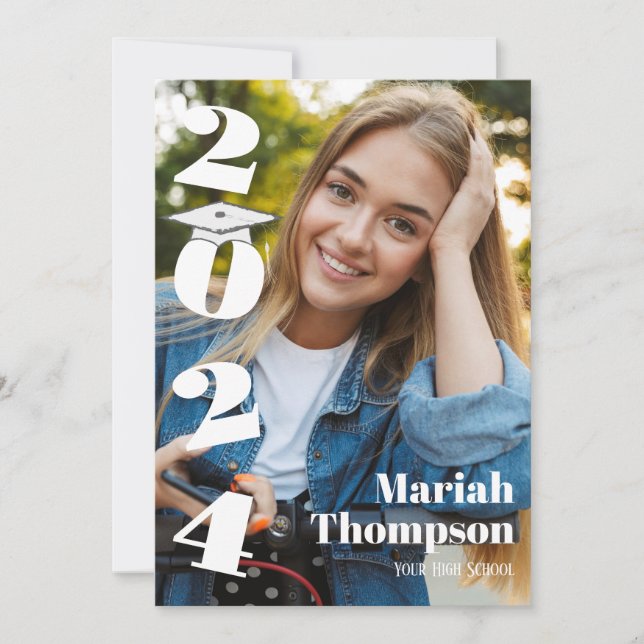 Invitación Graduación Tipografía Fotografía Clase 2023 Púrpur (Anverso)