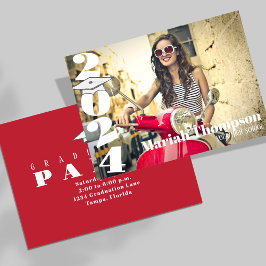 Invitación Graduación Típografía Roja Clase Fotográfica De 20