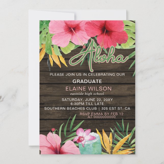 Invitación Graduación Tropical de LUAU (Anverso)