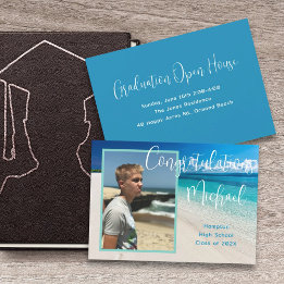 Invitación Graduación Unisex Casa Abierta Playa Tropical