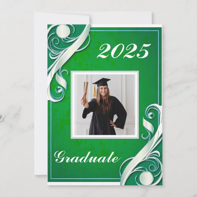 Invitación Graduación verde blanca 2025 (Anverso)