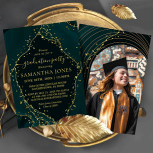Invitación Graduación verde de esmeralda moderna