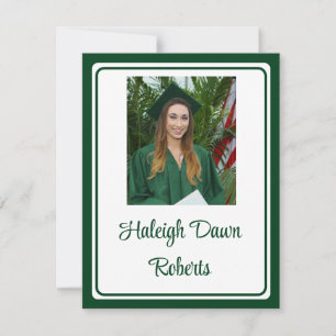 Invitación Graduación verde de foto y diploma