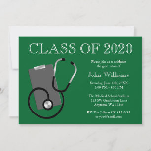 Invitación Graduación verde de la Escuela de Enfermería Médic