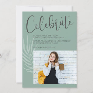 Invitación Graduación verde jaula Minimalista Boho