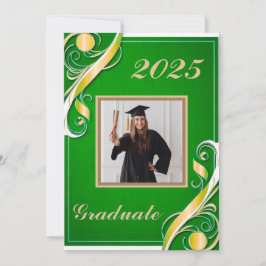 Invitación Graduación Verde Oro Blanco