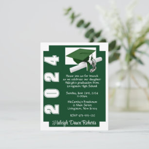Invitación Graduación verde y blanca en bloque de esquina