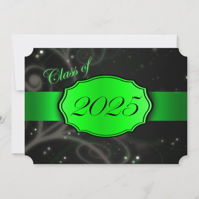 Invitación Graduación verde y negra 2025 (Anverso)