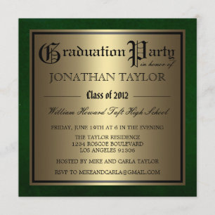 Invitación Graduación Verde y Oro