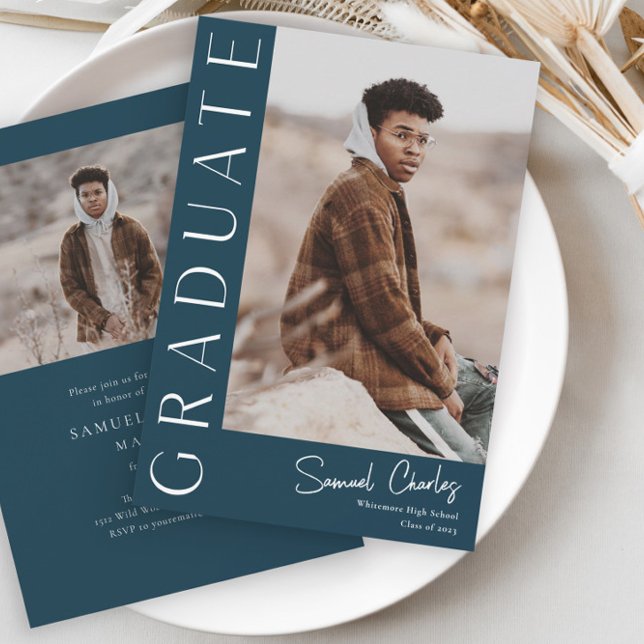 Invitación Graduación vertical de fotos moderna (Subido por el creador)