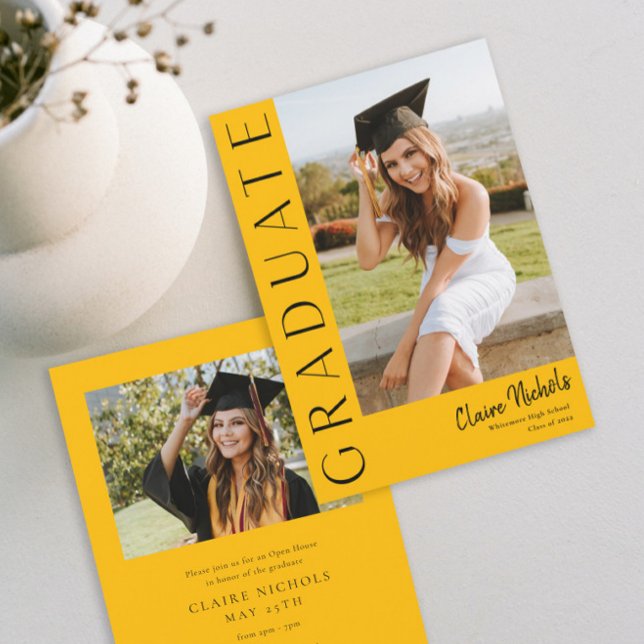 Invitación Graduación vertical de fotos moderna (Subido por el creador)